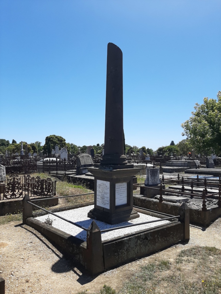 21st Century Jacobsweg: James Scobie's Grave in the Ballarat Old Cemetery. The column is intentionally broken to symbolise a life cut short (he was only twenty-seven years old).