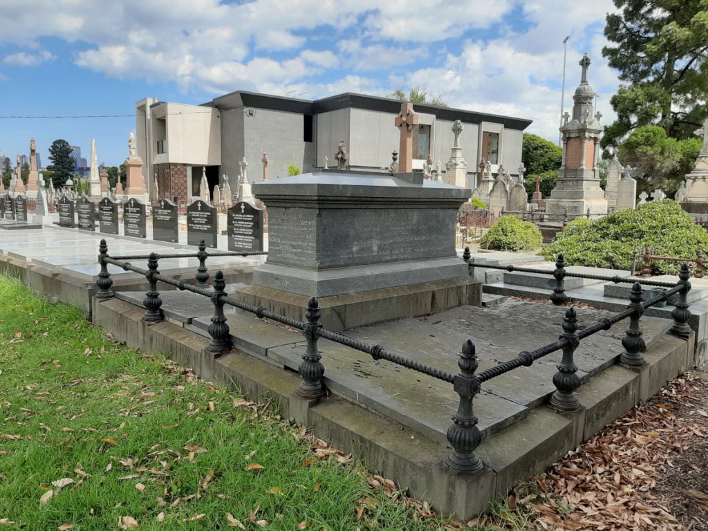 21st Century Jacobsweg: Peter Lalor's grave at Melbourne General Cemetery. After rebelling against the Colonial Government, he became its loyal servant for three decades, becoming Speaker in 1880. He expressed regrets over taking arms against said government.
